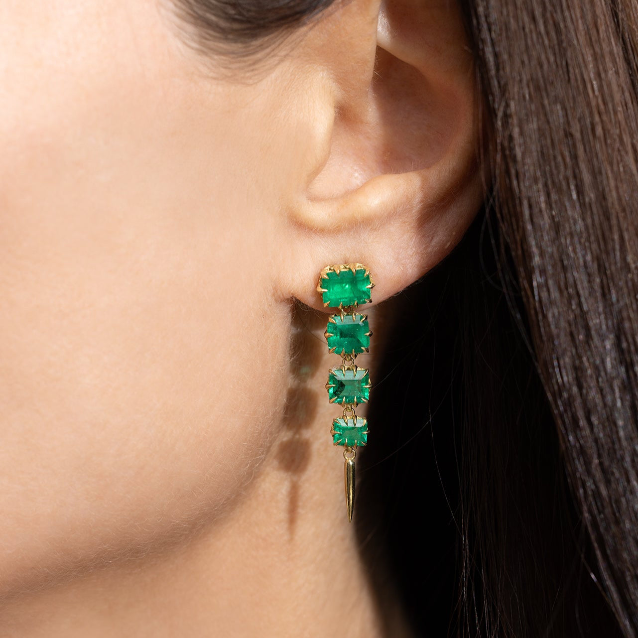 Victorian Emerald Fringe Earrings