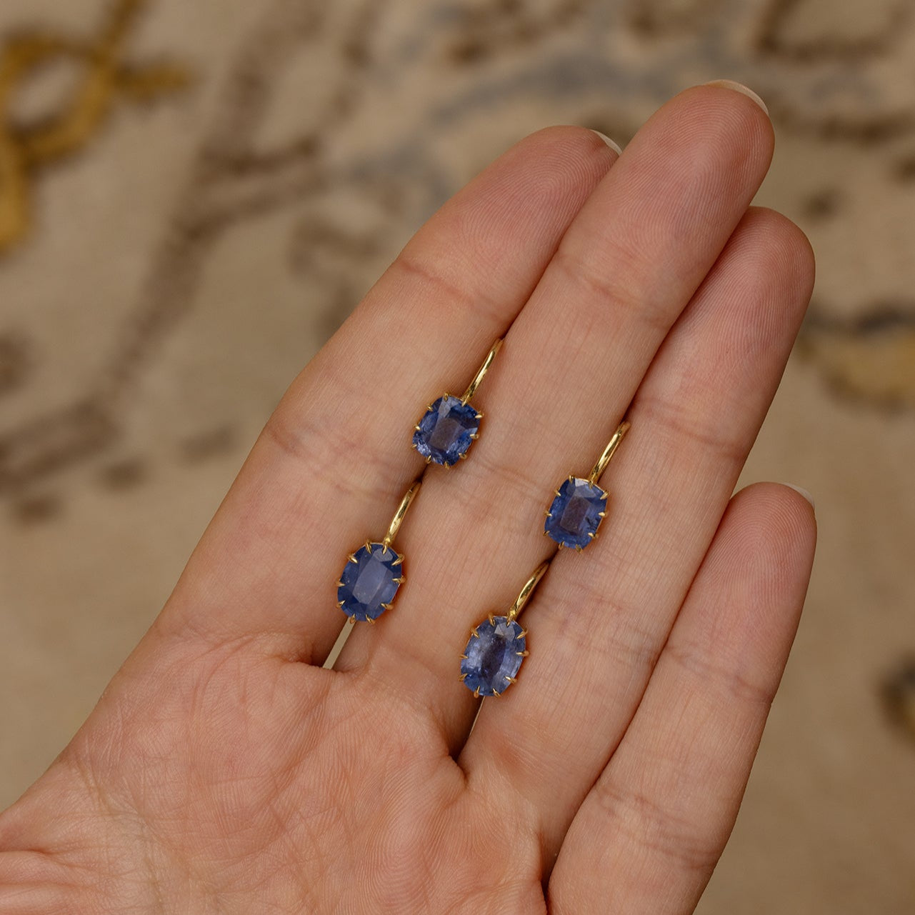Victorian Blue Sapphire Drop Earrings