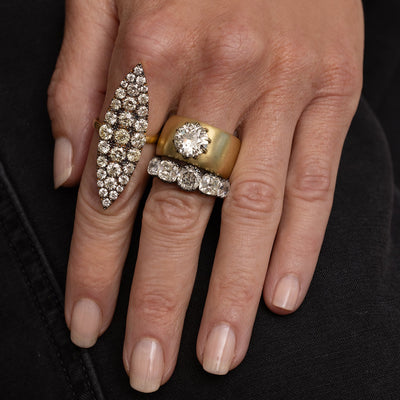 Blackened Diamond Navette Ring