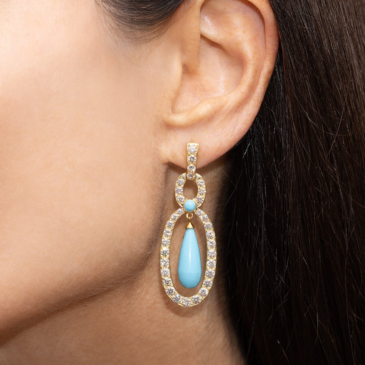 Oval Turquoise Drop Earrings