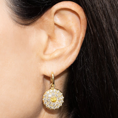 Diamond and Yellow Sapphire Full Moon Earrings