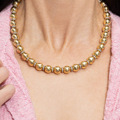 Disco Ball Necklace with Blackened Diamond Rondells