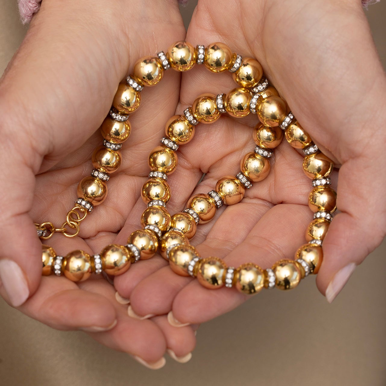Disco Ball Necklace with Blackened Diamond Rondells