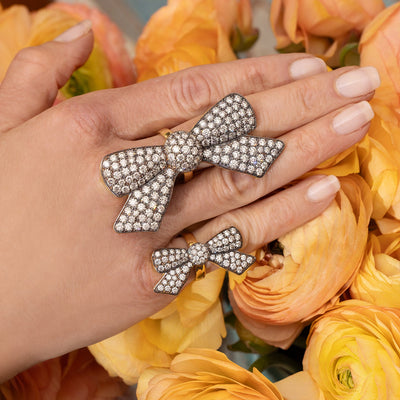Blackened Diamond Bow Ring
