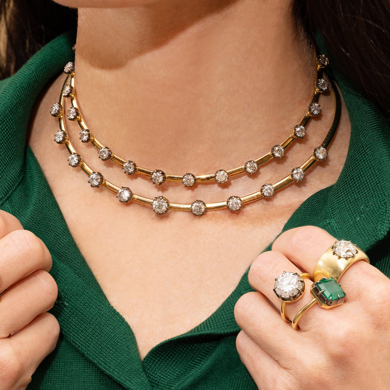 Diamond Blackened Ridge Collar