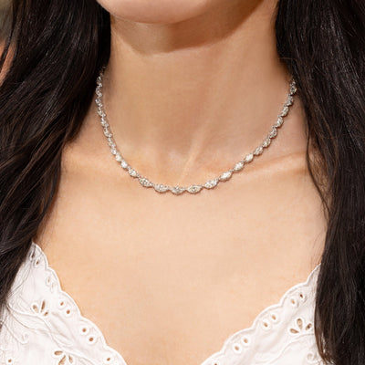 Marquise Diamond Delicate Riviere Necklace
