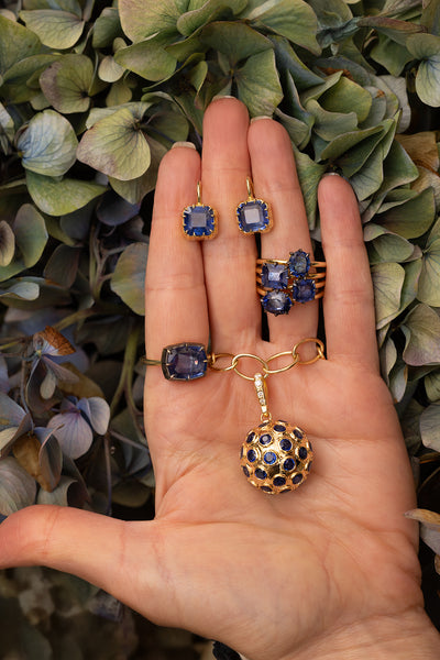 Blackened Blue Sapphire Bouquet Ring