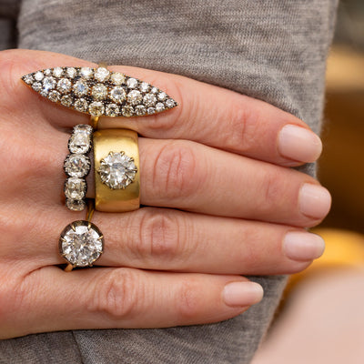Blackened Diamond Navette Ring