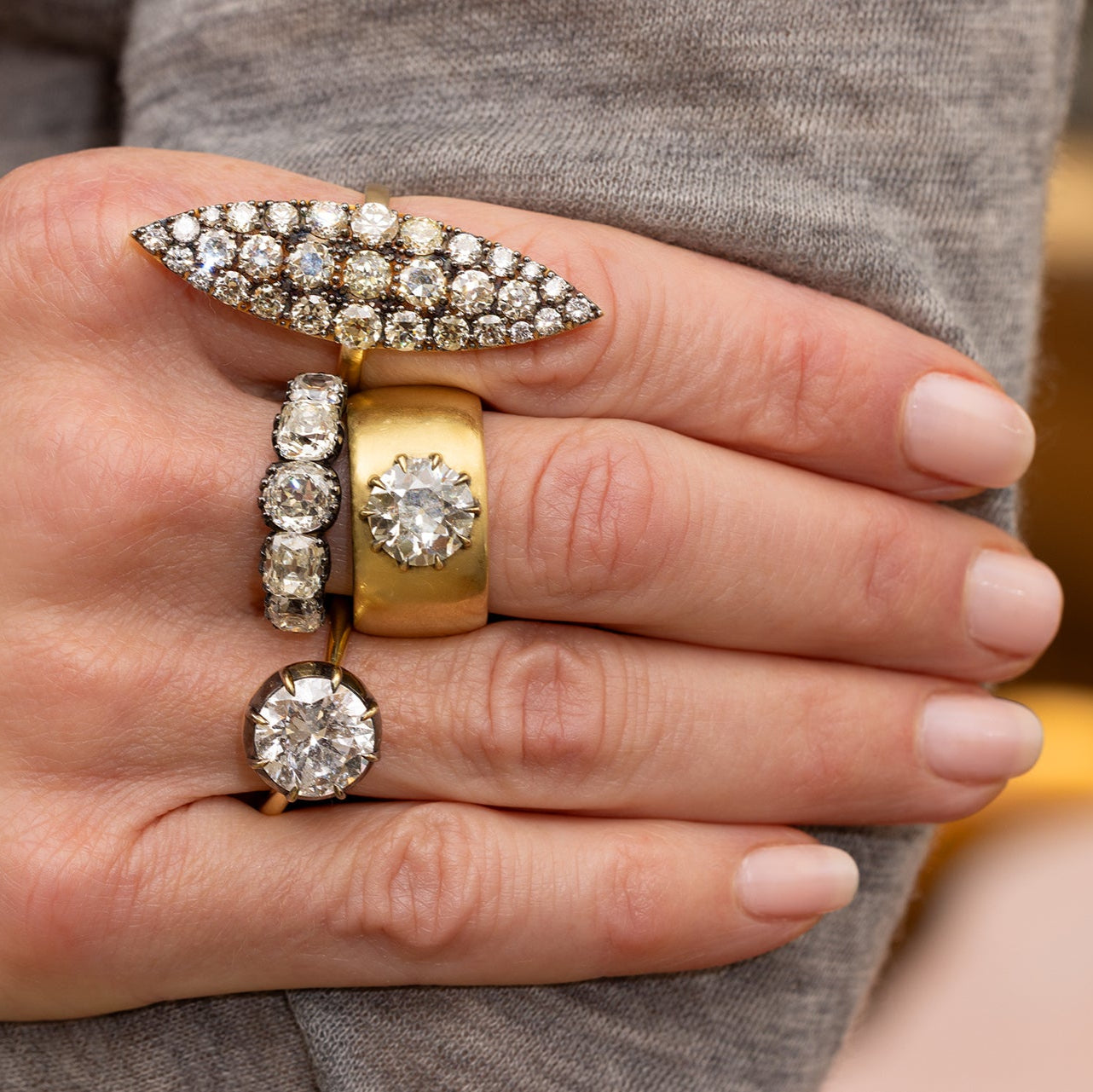 Single Stone Round Diamond Gypsy Band