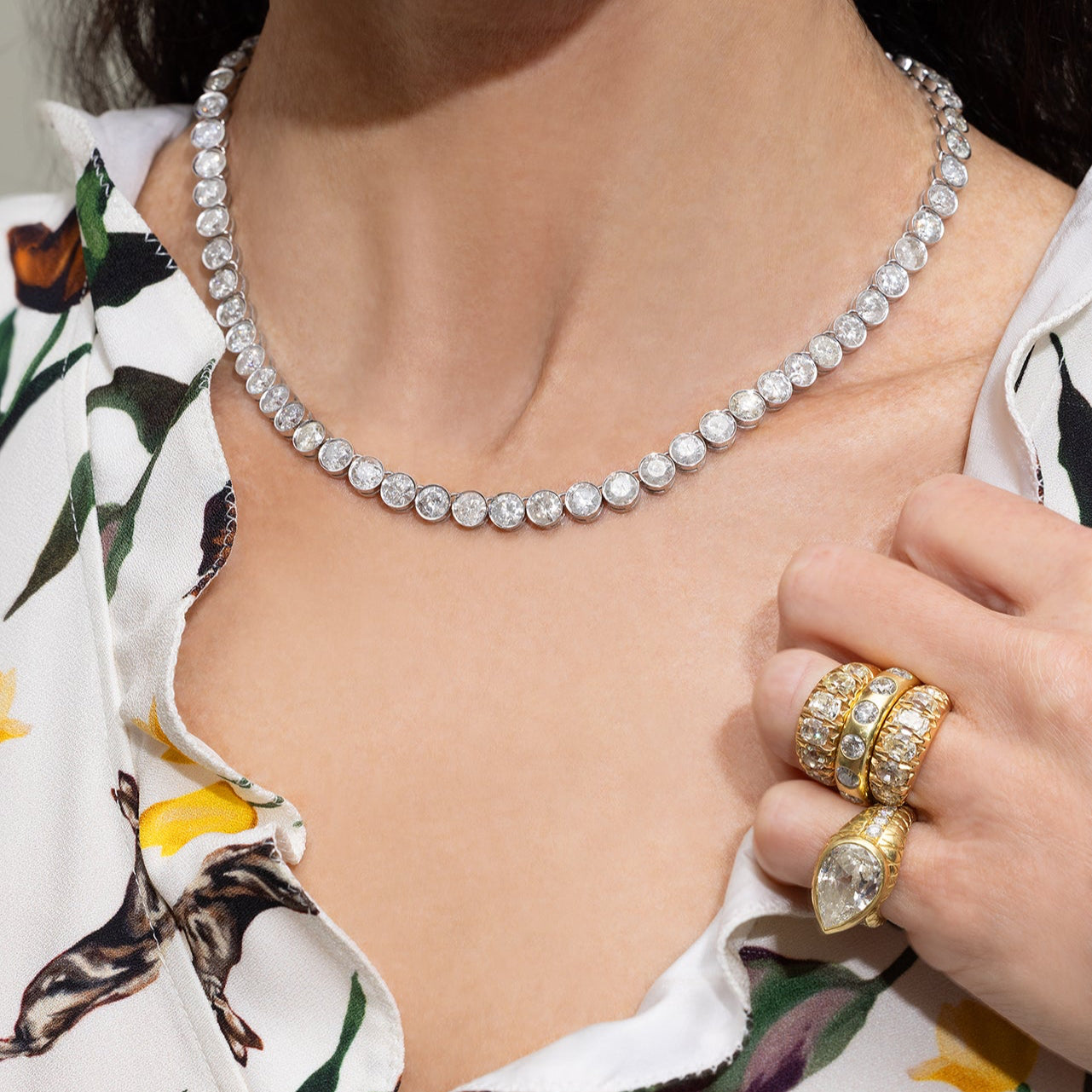 Deco Diamond Riviere Necklace