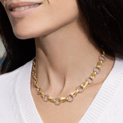 Two Toned Diamond Chain Necklace