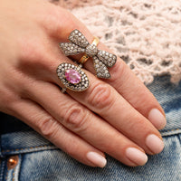 Blackened Diamond Oval Pink Sapphire Ring