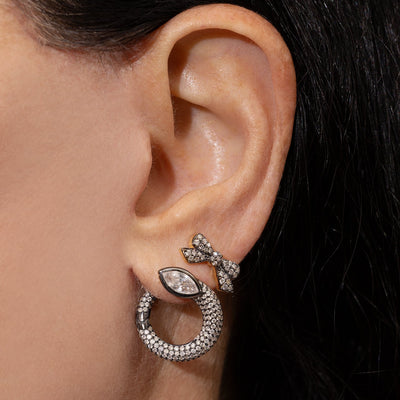 Blackened Diamond Twisted Snake Hoops
