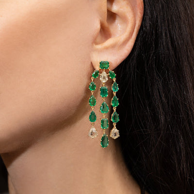 Emerald and Diamond Chandelier Earrings