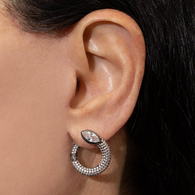 Blackened Diamond Twisted Snake Hoops
