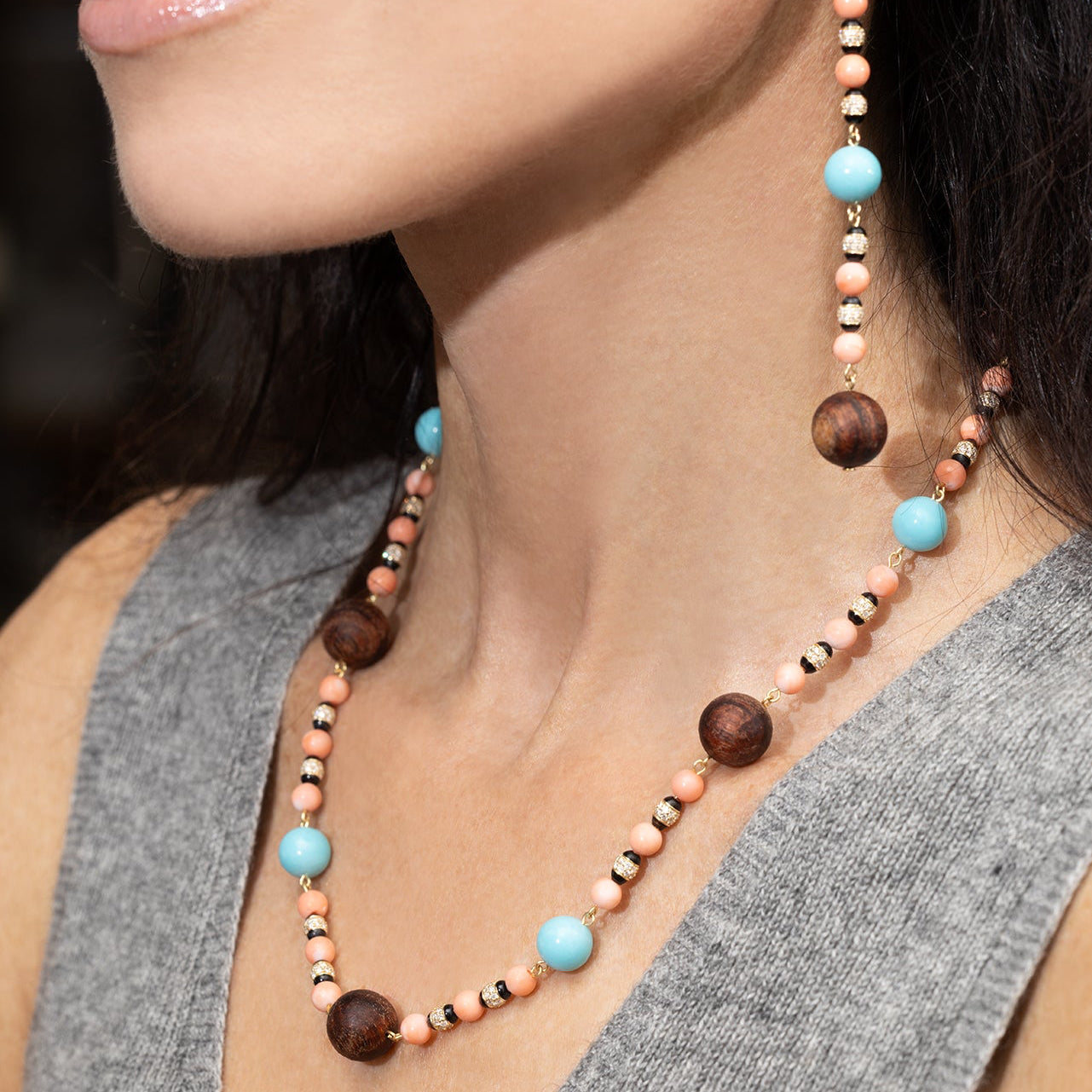 Multi Disco Ball Drop Necklace