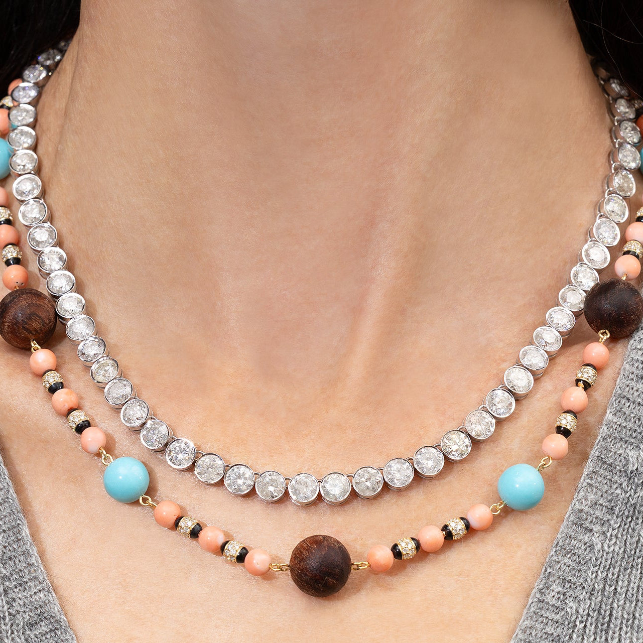 Multi Disco Ball Drop Necklace