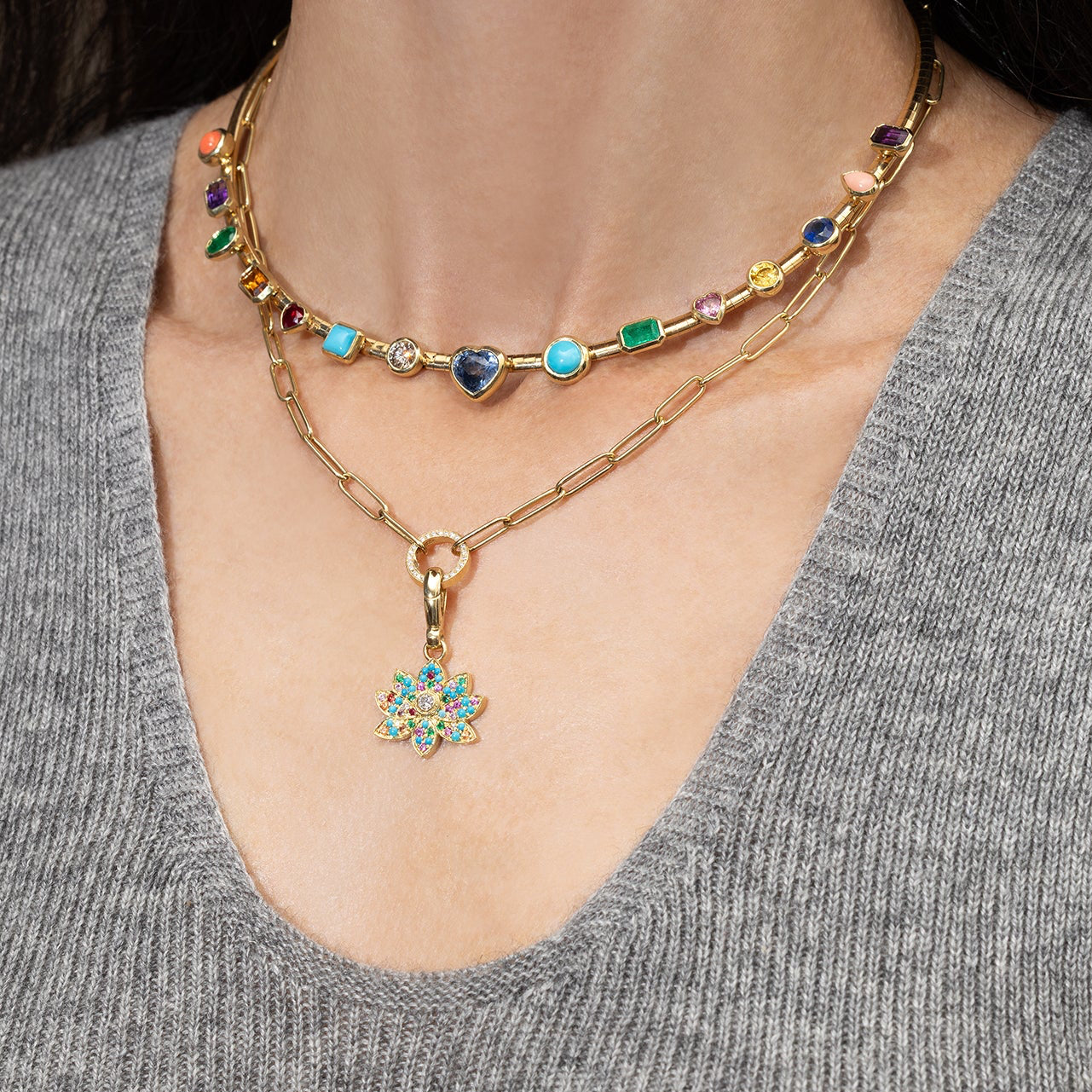 Mini Charm Chain with Diamond Clasp