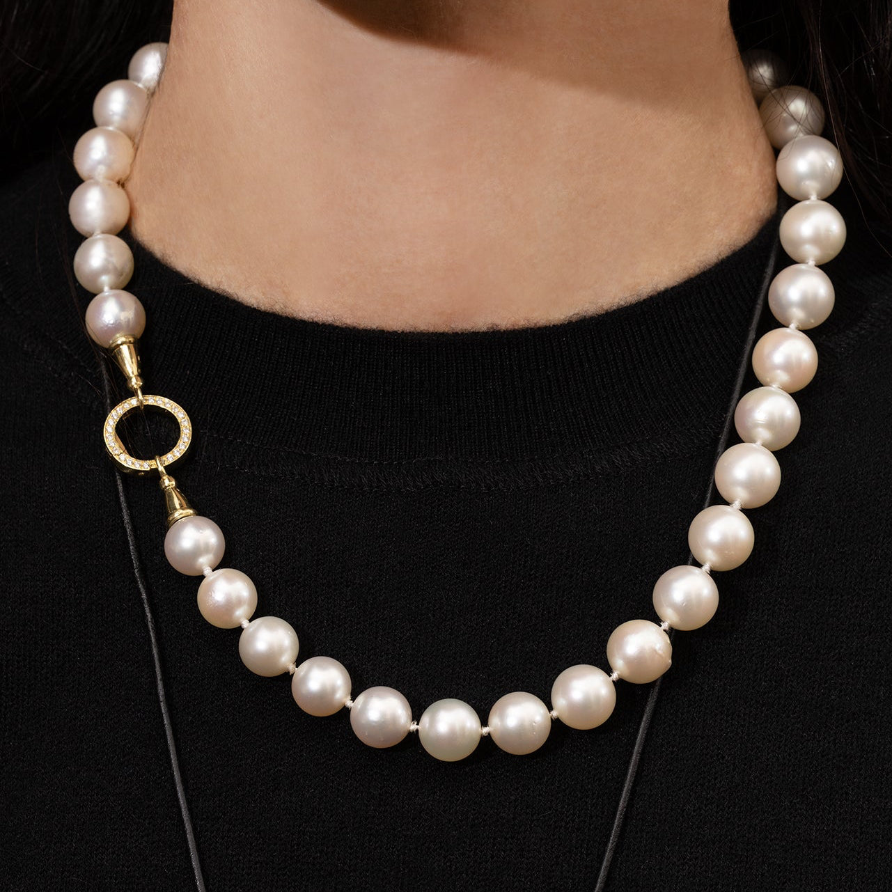 Pearl Charm Chain with Diamond Clasp