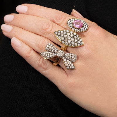 Blackened Diamond Oval Pink Sapphire Ring