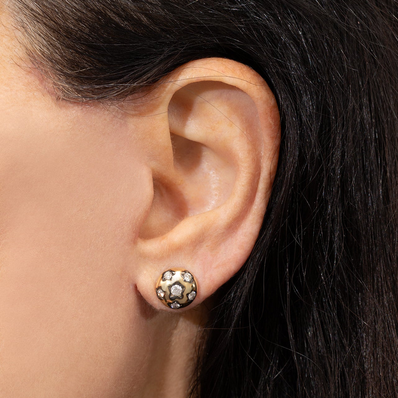 Blackened Diamond Orb Studs