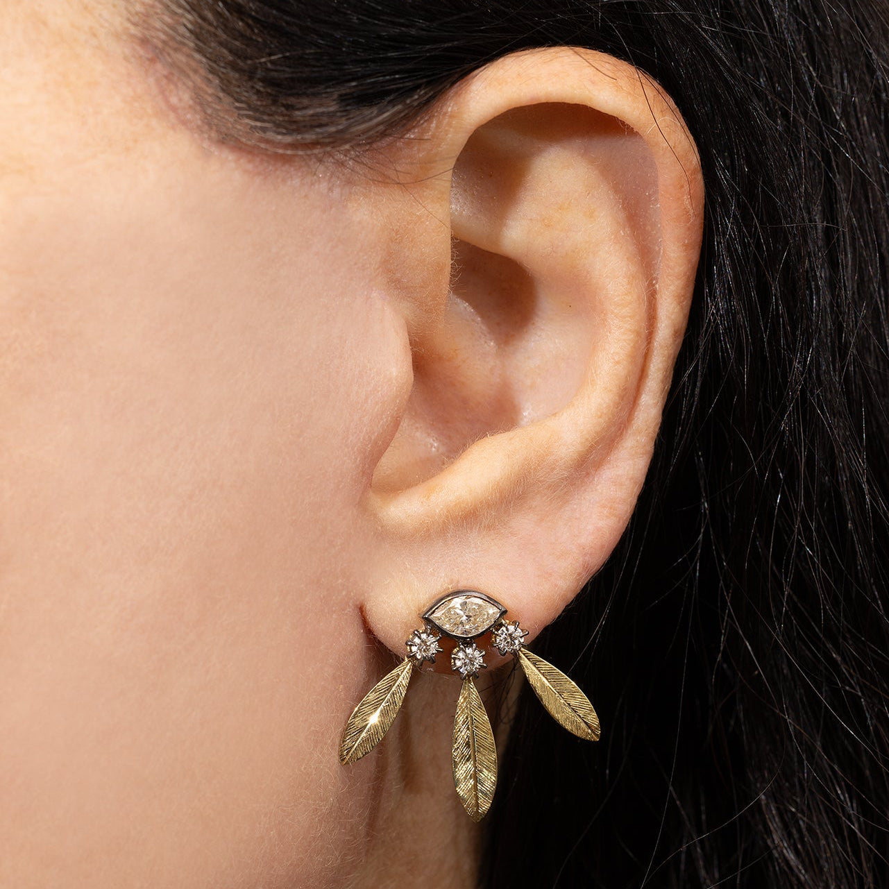 Blackened Diamond Wreath Earrings