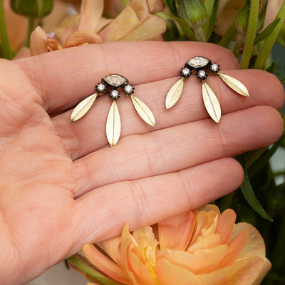 Blackened Diamond Wreath Earrings