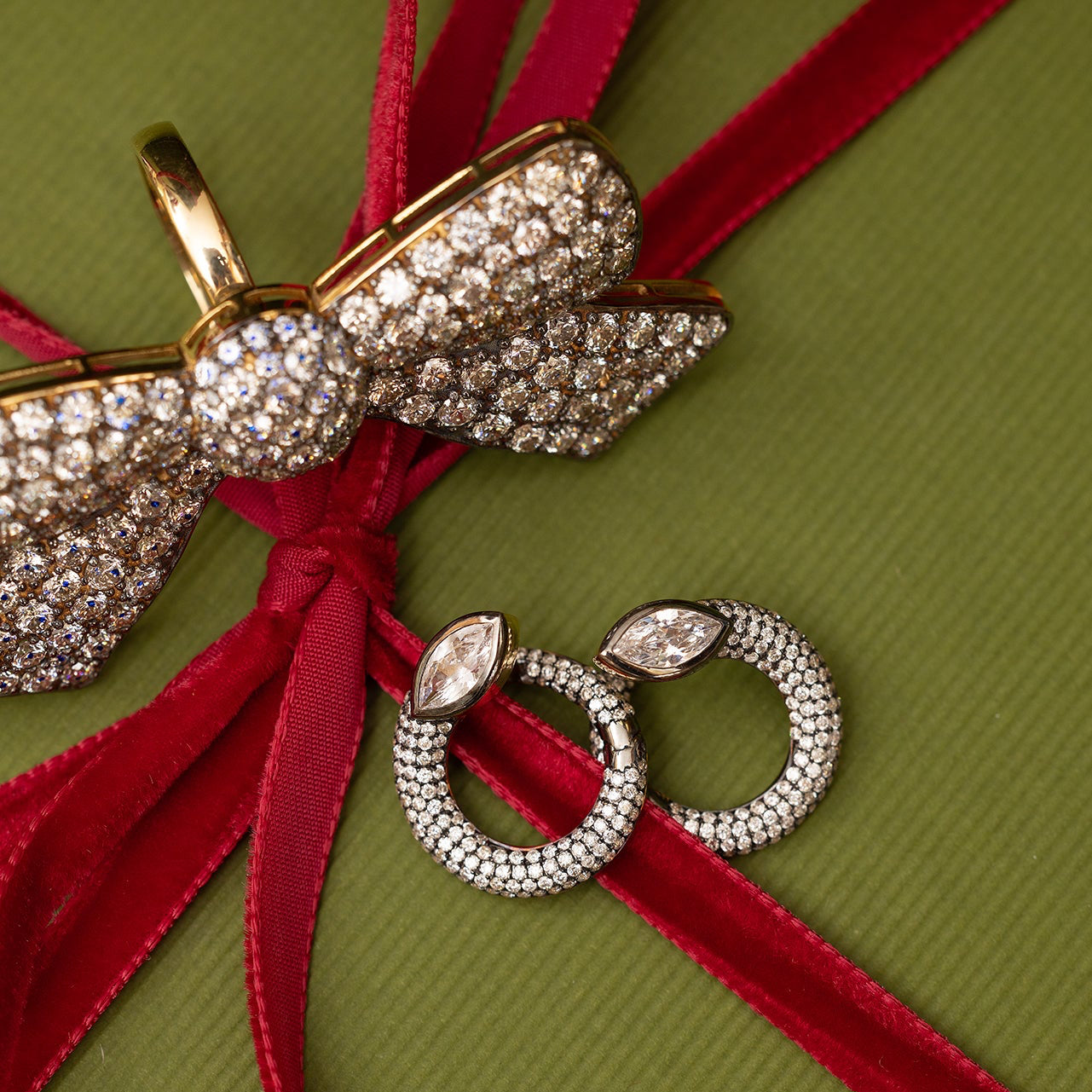 Blackened Diamond Twisted Snake Hoops