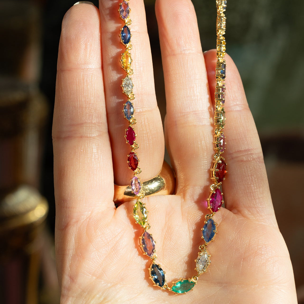 Multi Sapphire Delicate Riviere Necklace