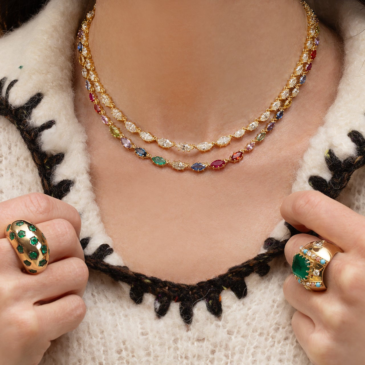 Multi Sapphire Delicate Riviere Necklace