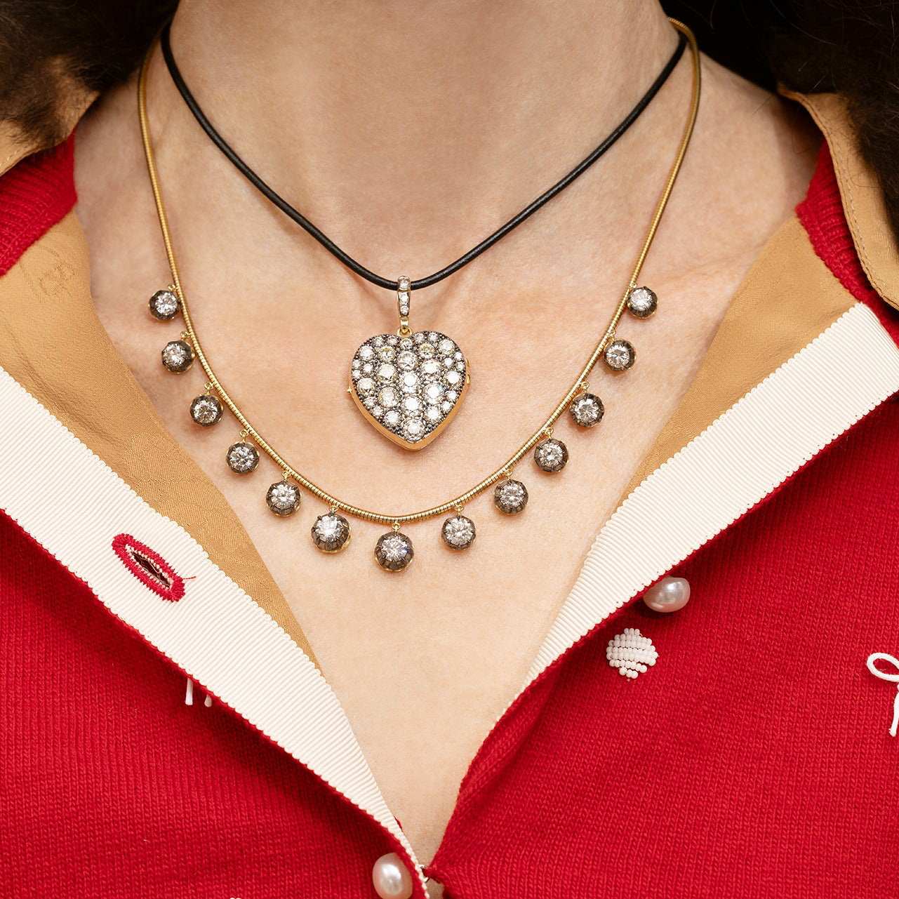 Blackened Diamond Fringe Necklace