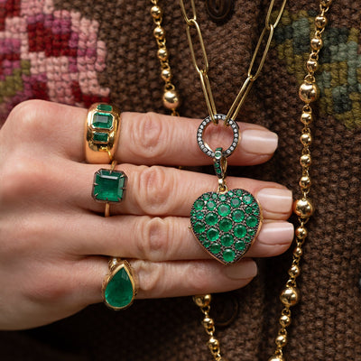 Snake Band with Pear Emerald