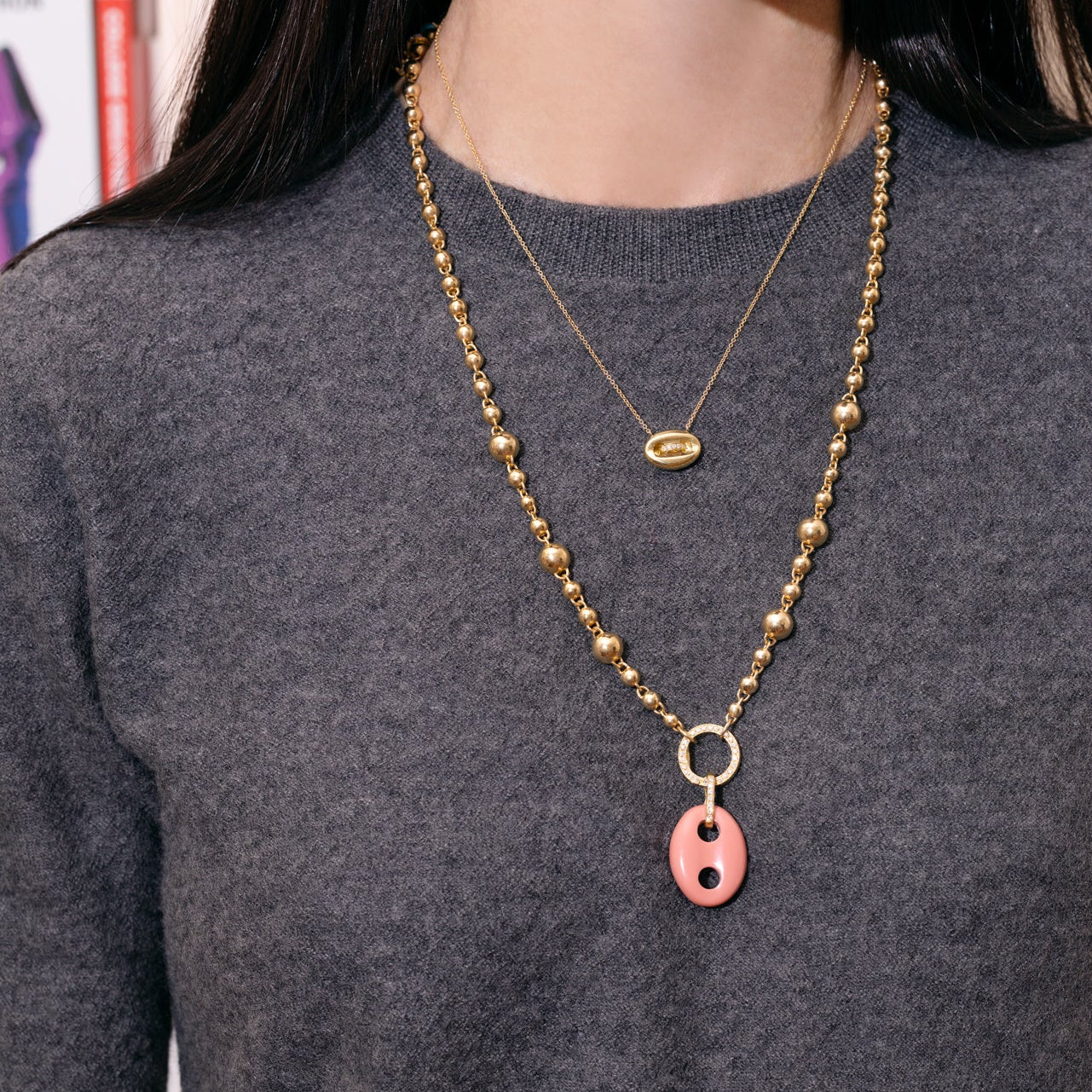 Ball Charm Chain with Diamond Clasp