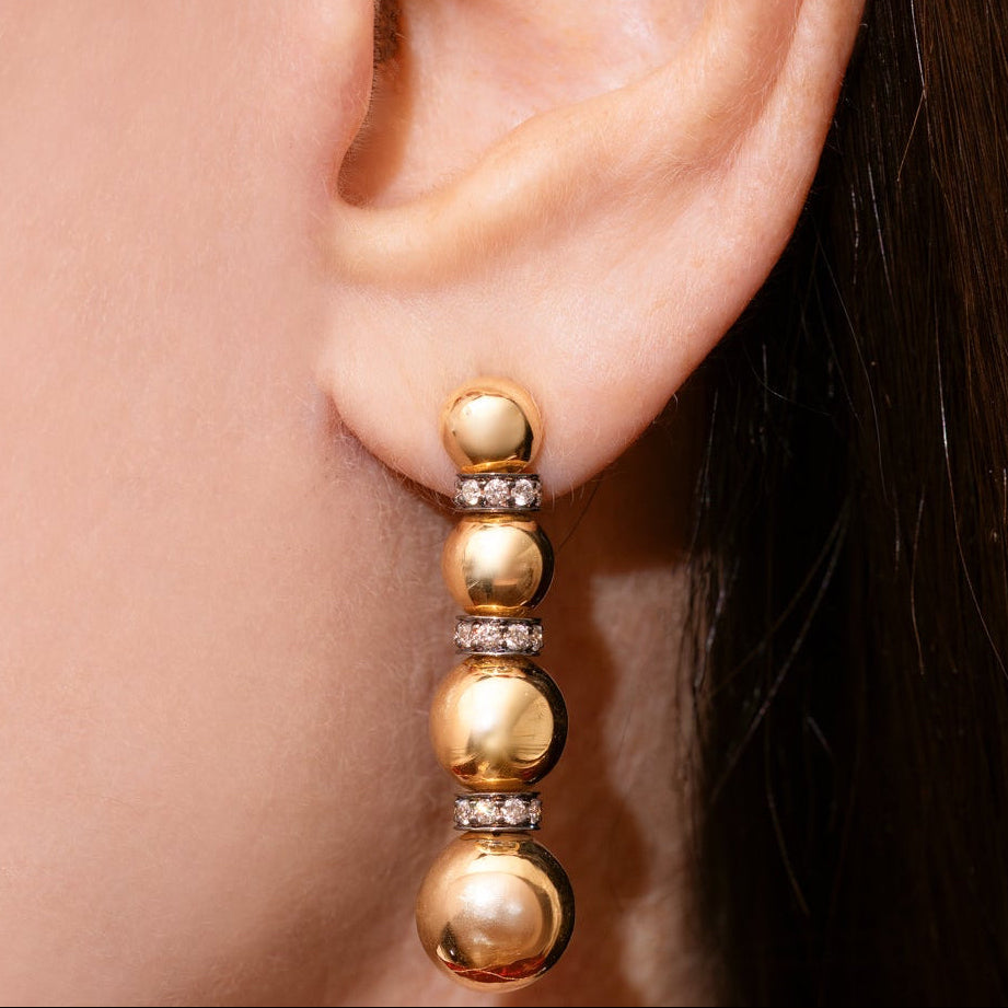 Blackened Diamond Four Disco Ball Drop Earrings
