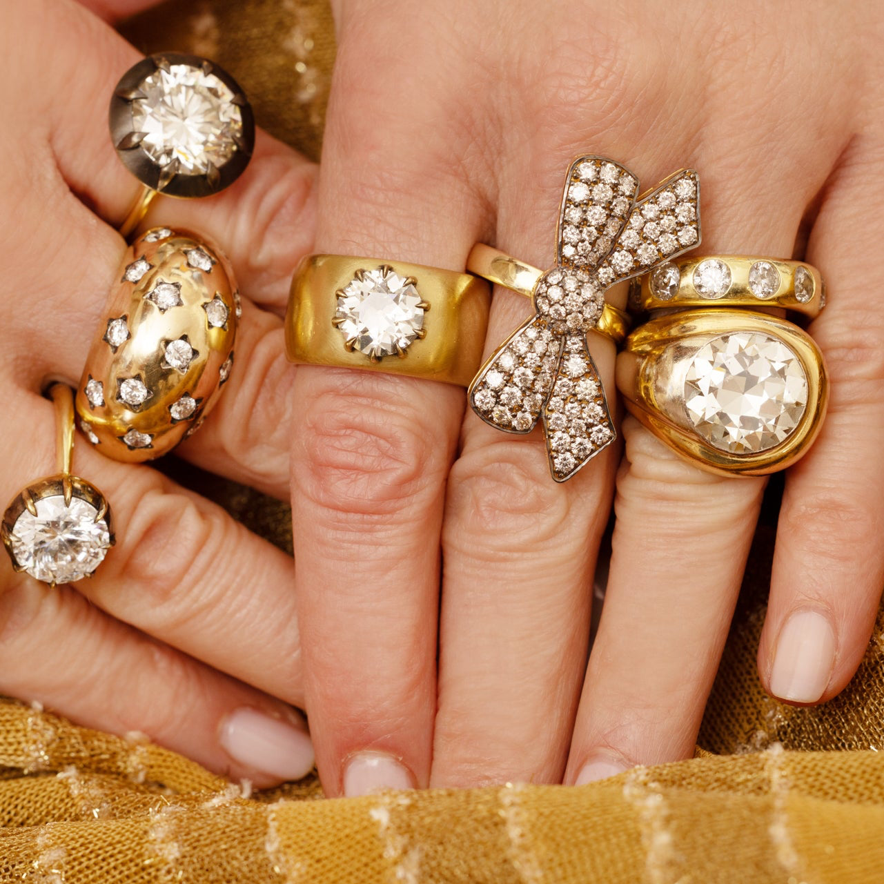 Blackened Diamond Bow Ring