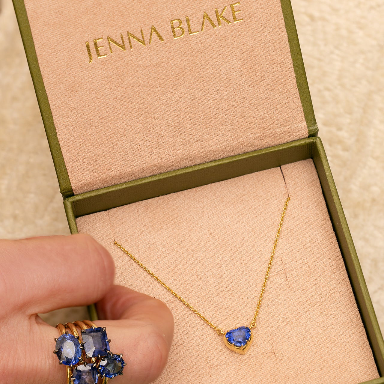 Blue Sapphire Candy Wrapper Heart Necklace