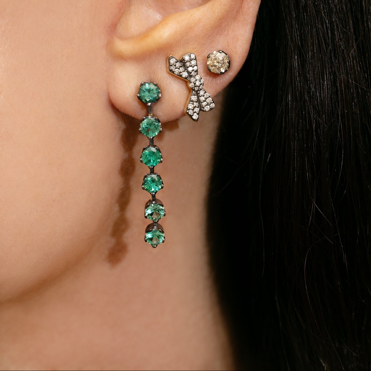 Emerald Victorian Fringe Earrings