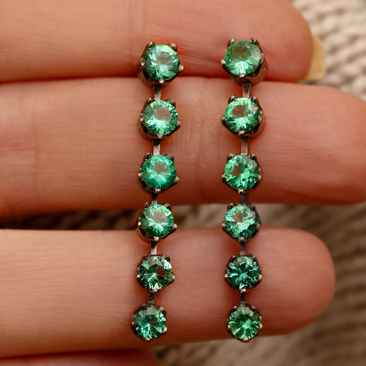 Emerald Victorian Fringe Earrings