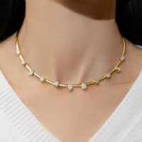 Bezel Multi Diamond Ridge Collar