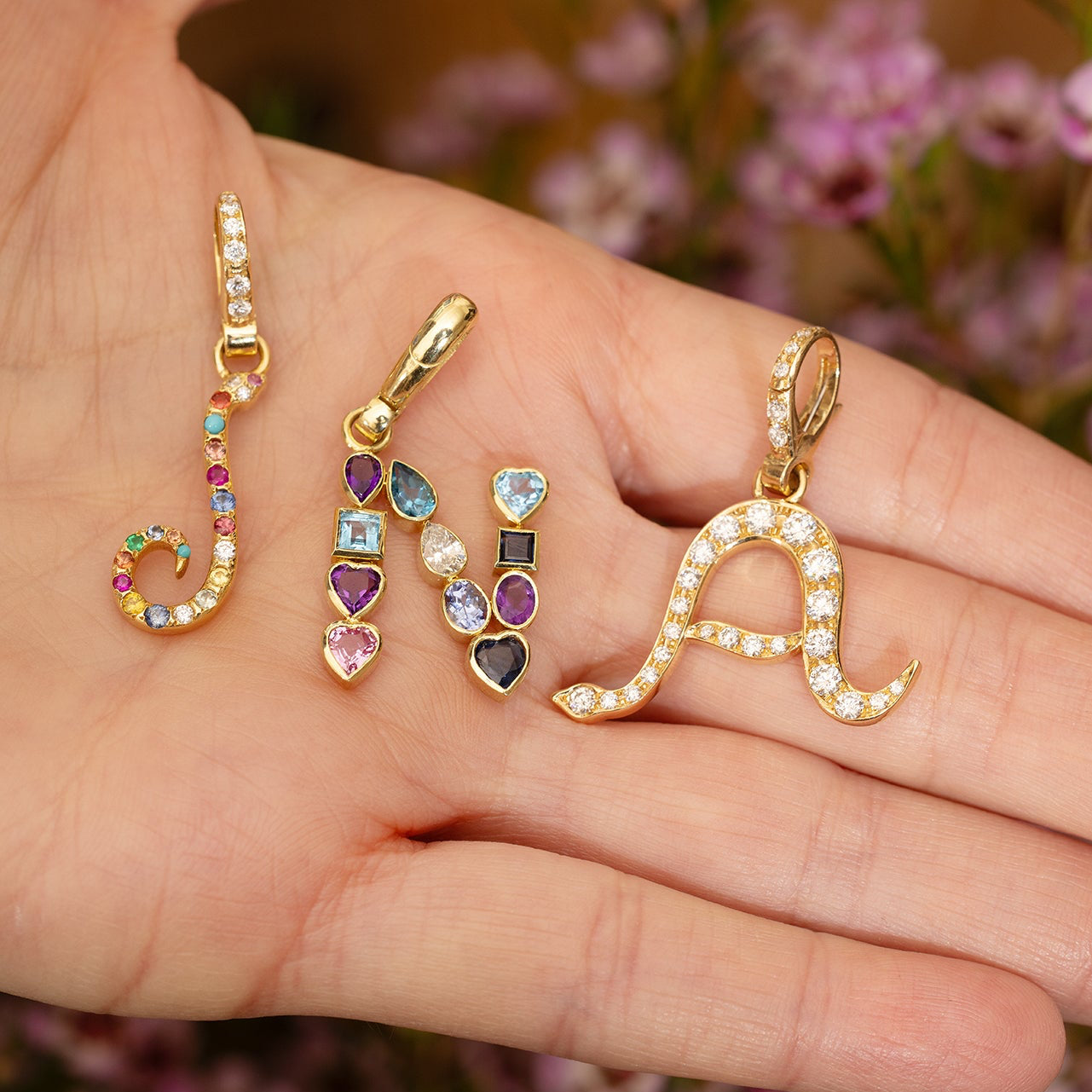 Diamond Snake Initial Charm