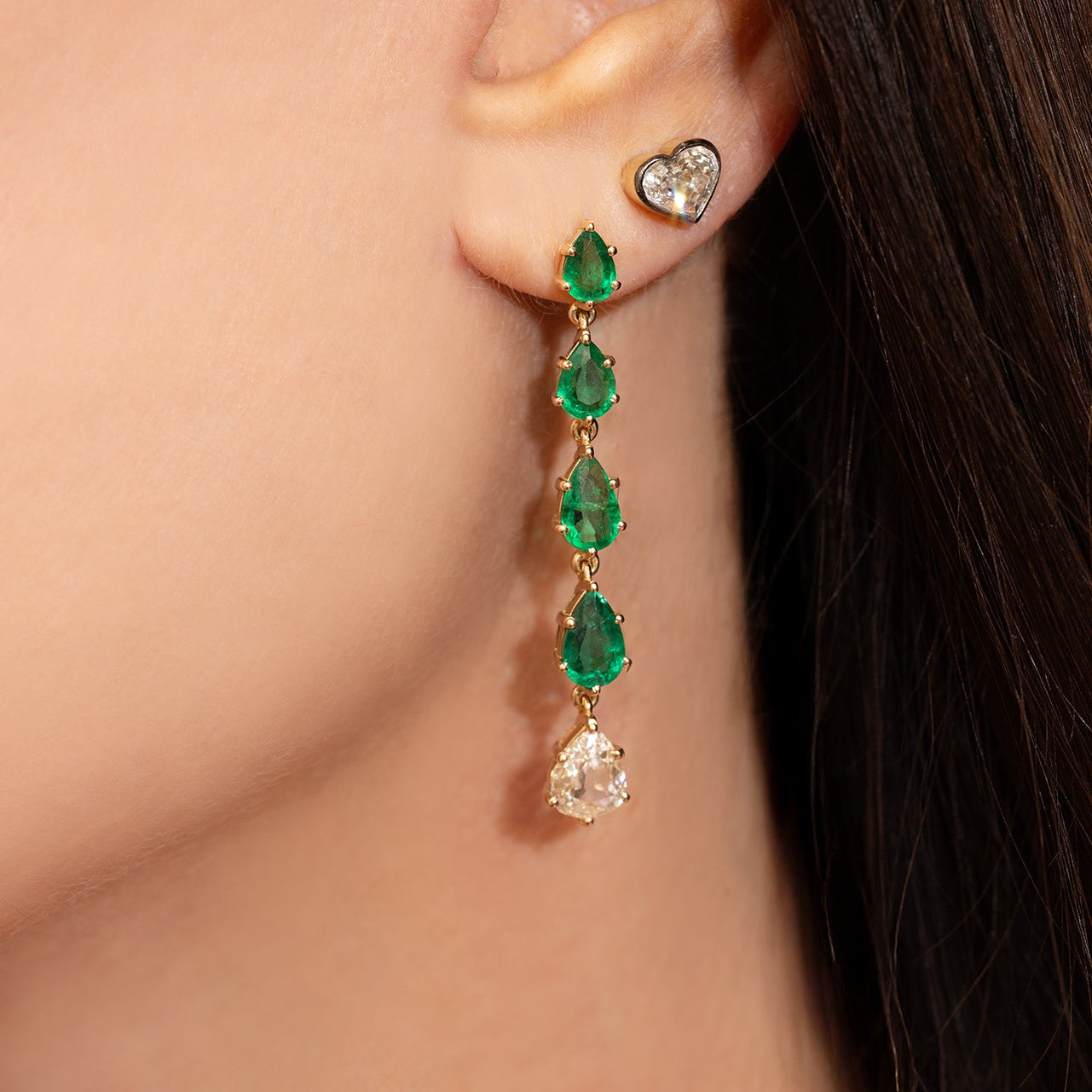 Blackened Heart Diamond Bezel Studs