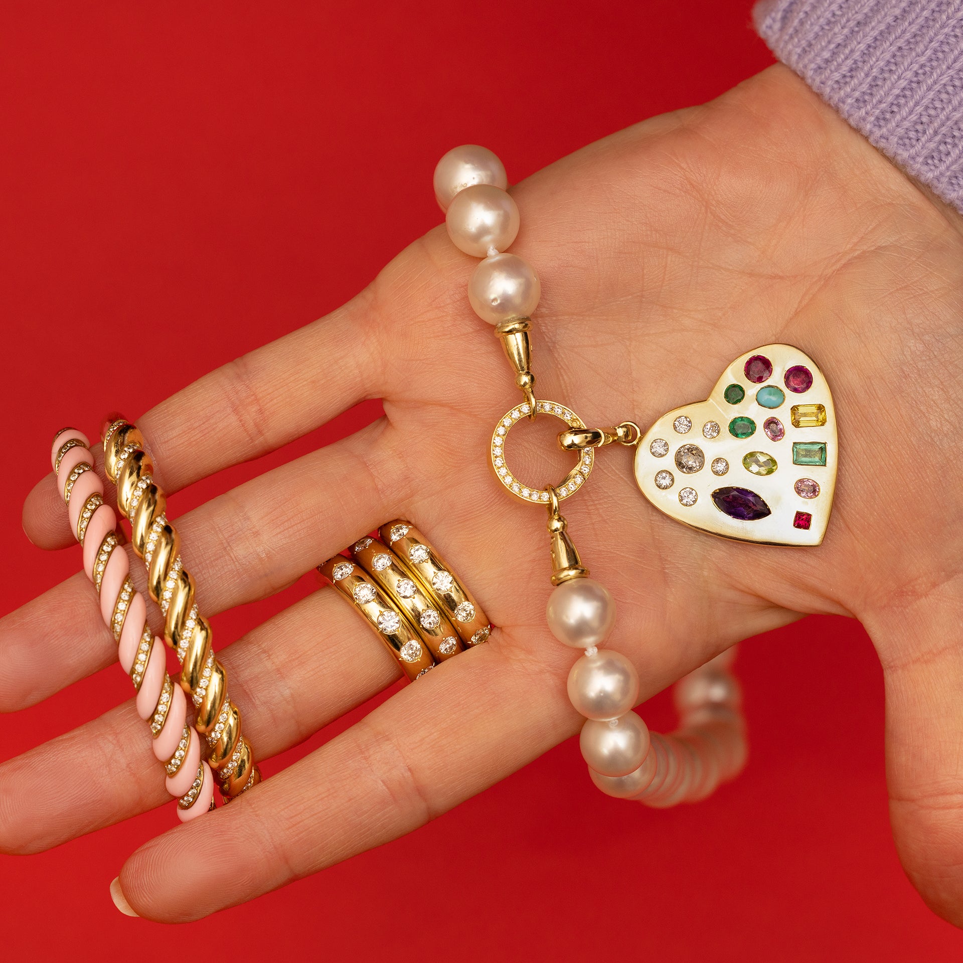 Pearl Charm Chain with Diamond Clasp