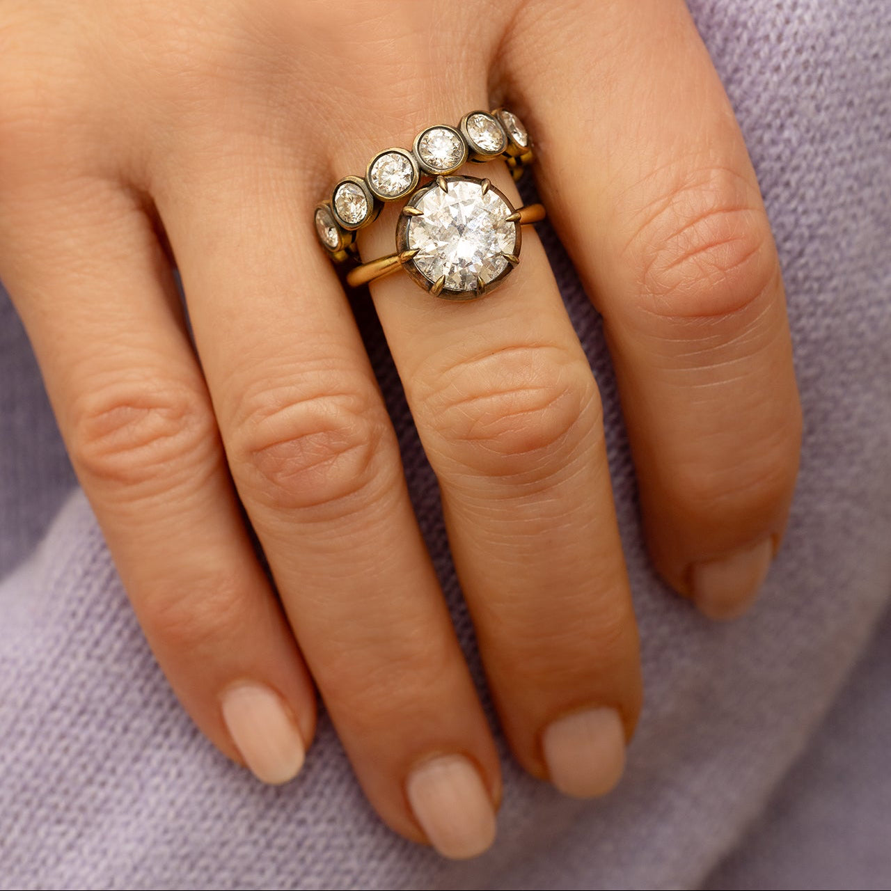 Blackened Round Diamond Candy Wrapper Ring