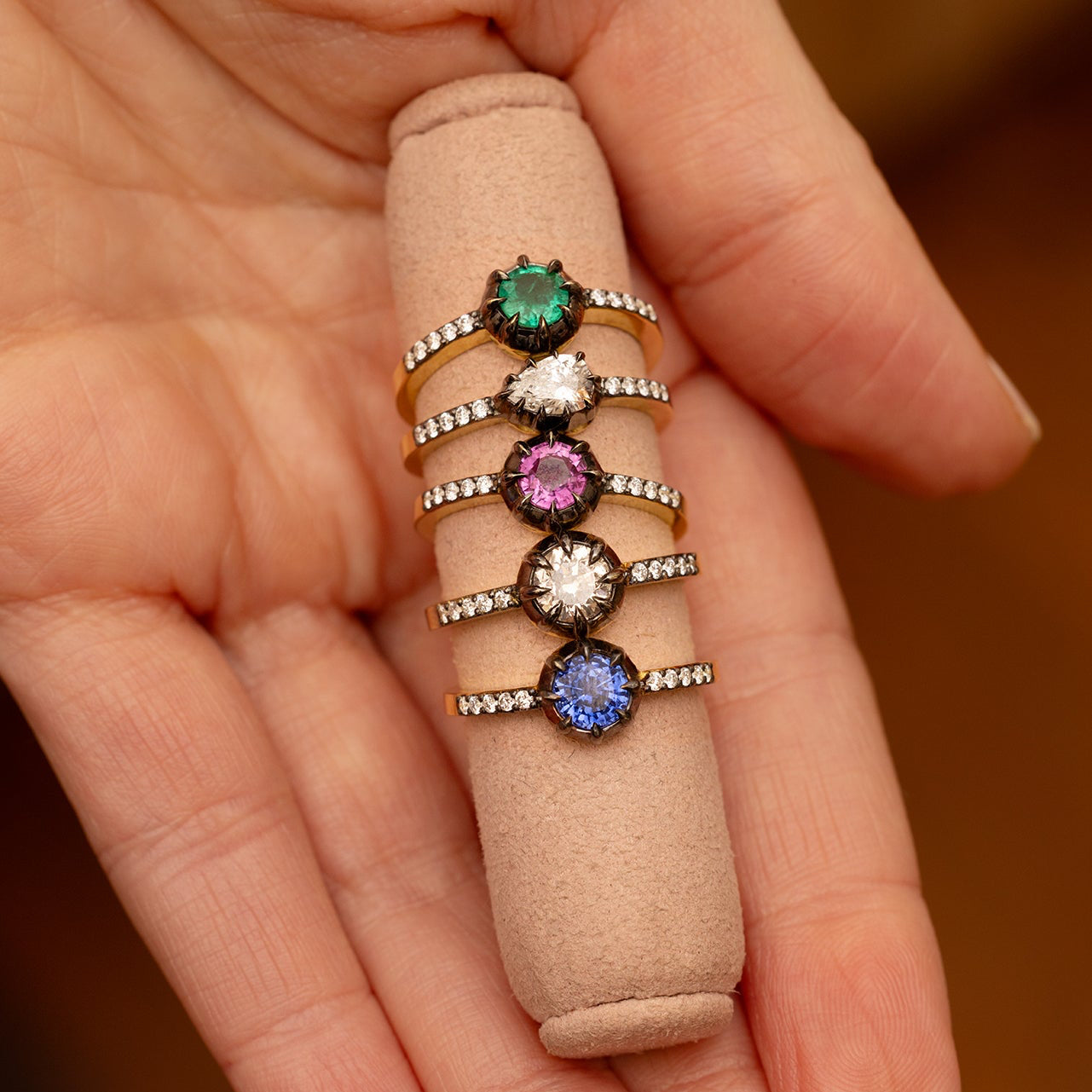 Single Stone Blackened Diamond Ring