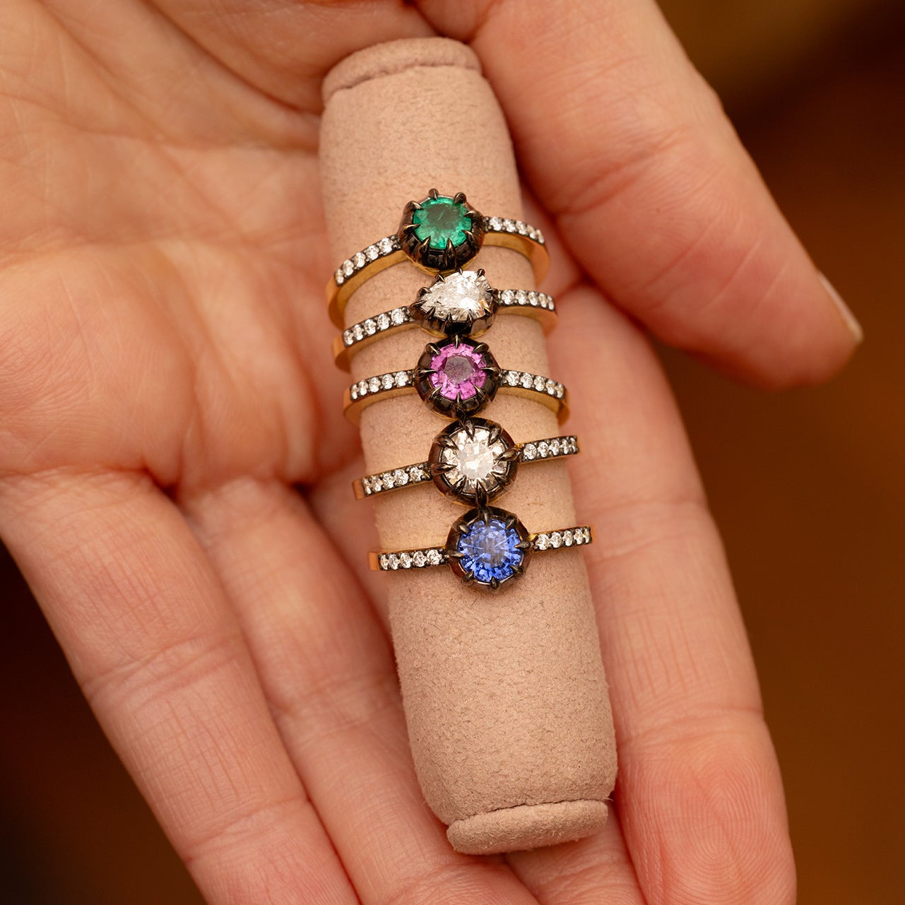 Single Stone Blackened Ring
