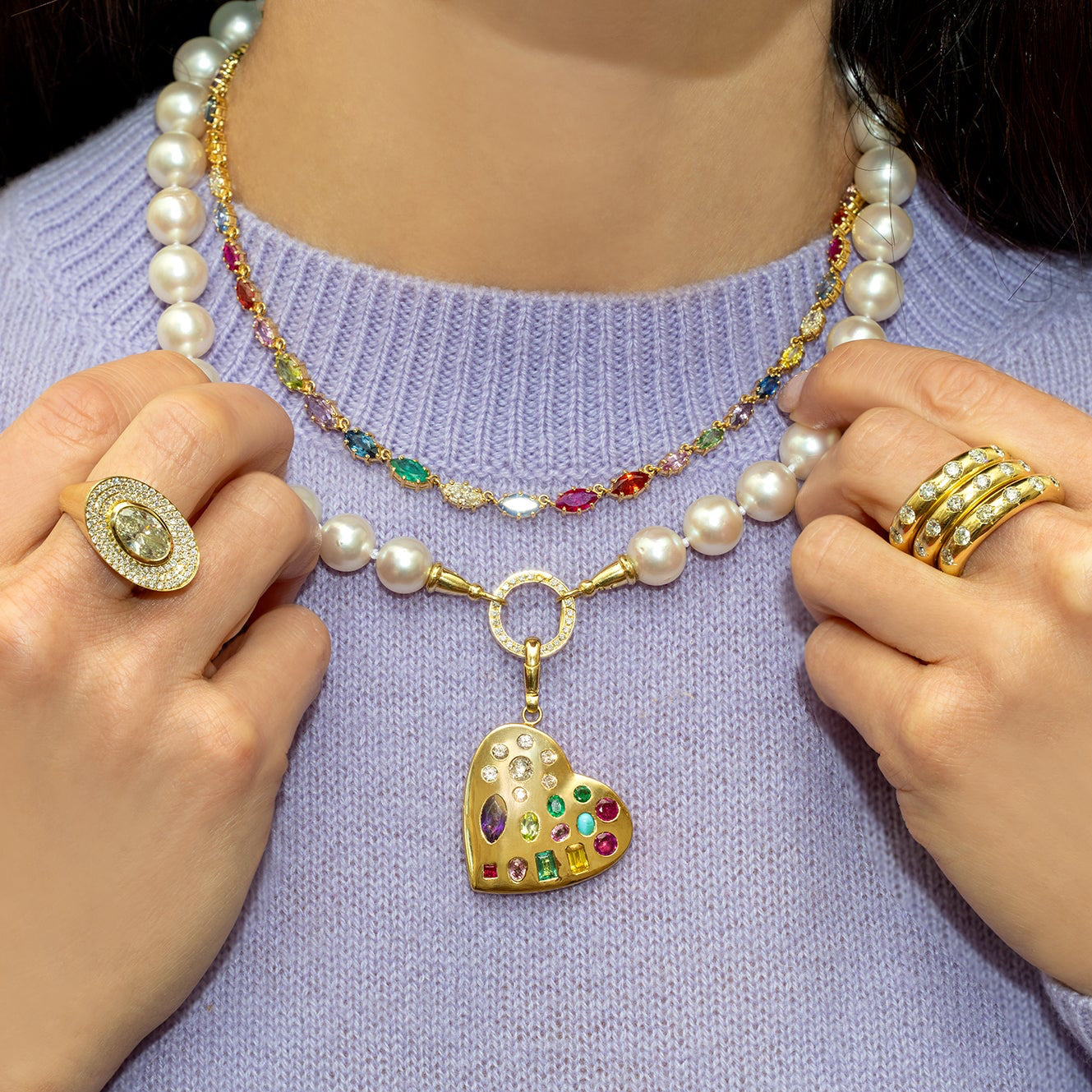 Pearl Charm Chain with Diamond Clasp
