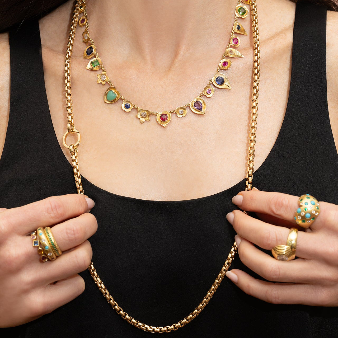 Box Chain with Diamond Clasp