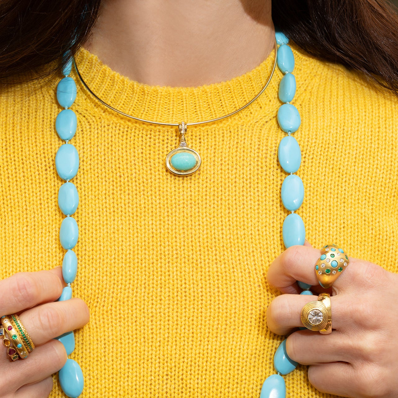 Single Layer Turquoise Beaded Necklace