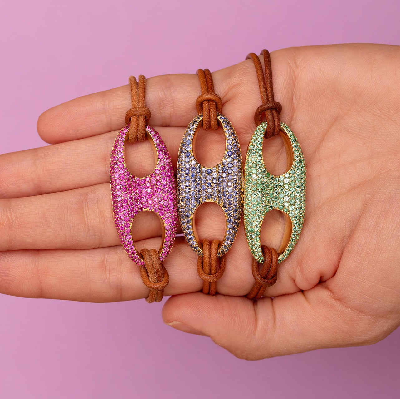 Pave Nautical Link on Leather