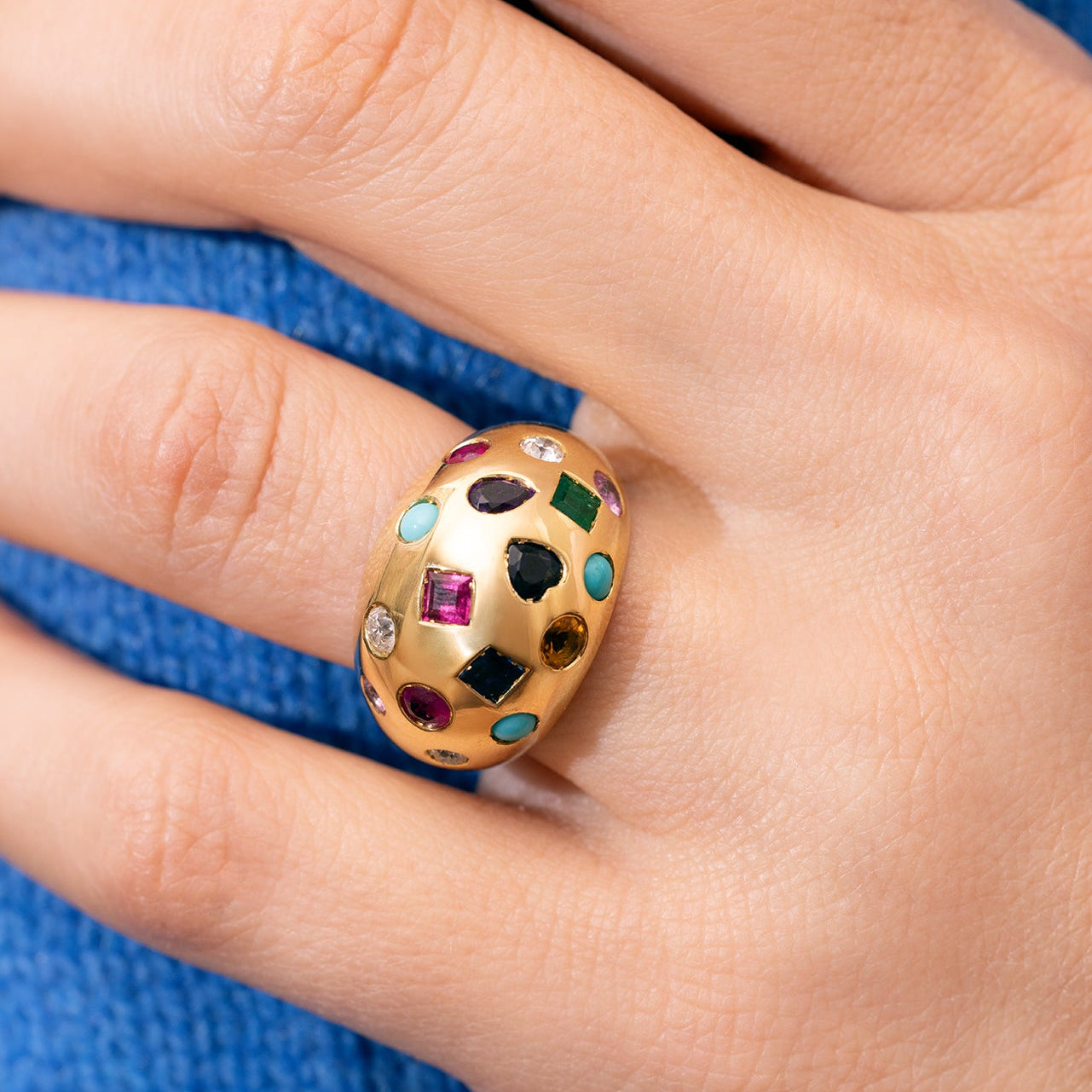 Multi Stone Dome Ring